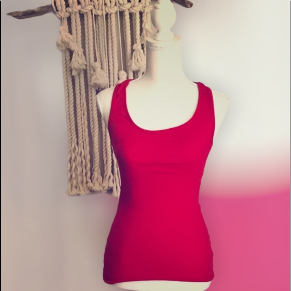 Red Ribbed Tank